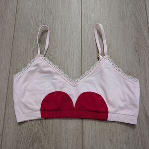 Victoria's Secret Light Pink Bralette with Red Heart Accents